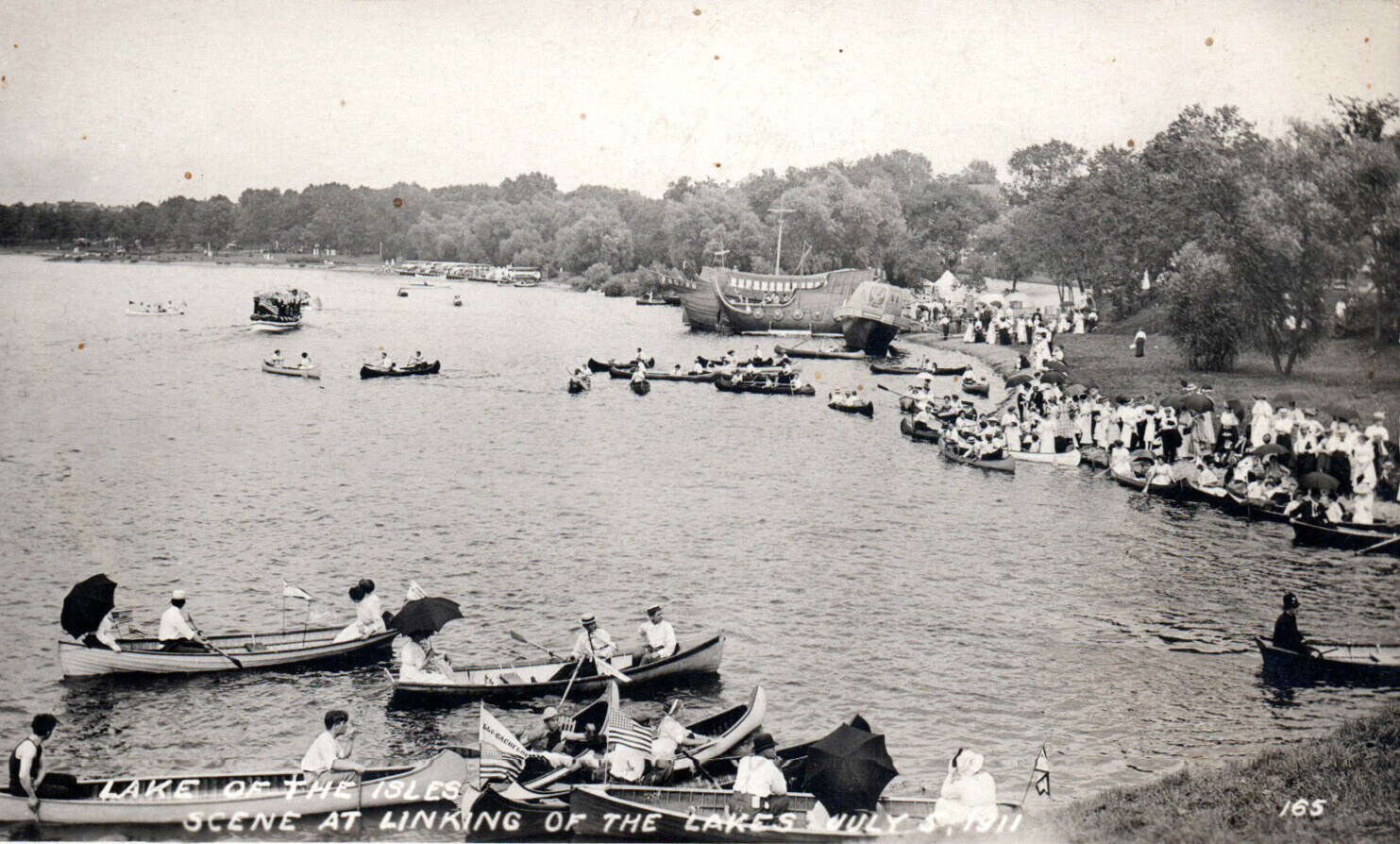 Minneapolis Minnesota Linking Of The Lakes 1911 Boats Real Photo Postcard RPPC