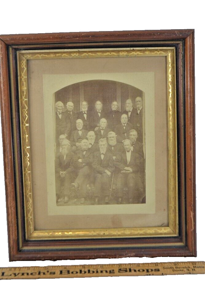 antique deep well picture frame glass photo elder gentlemen with whiskers 1800s