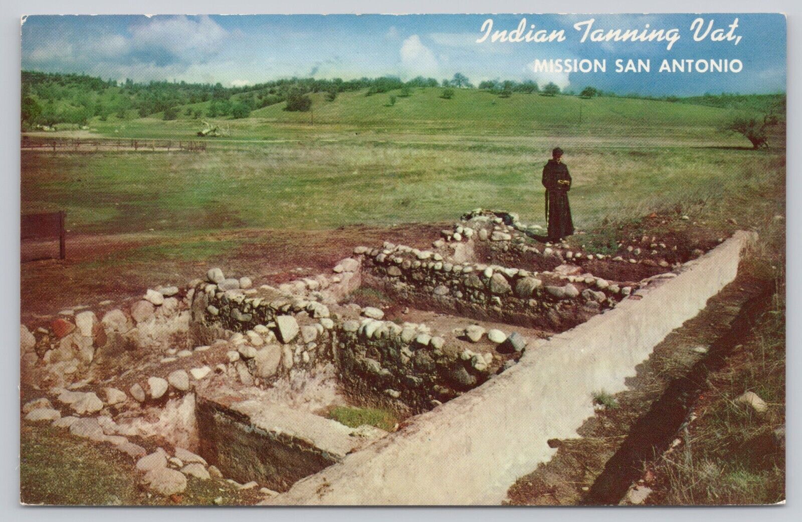 Jolon California, Mission San Antonio Indian Tanning Vats, Vintage Postcard