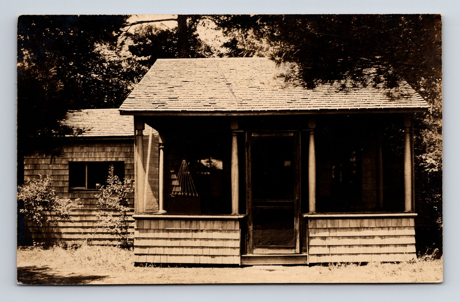 RPPC Cabin Lodge in Either Long Pond or New Bedford Maine ME Real Photo Postcard