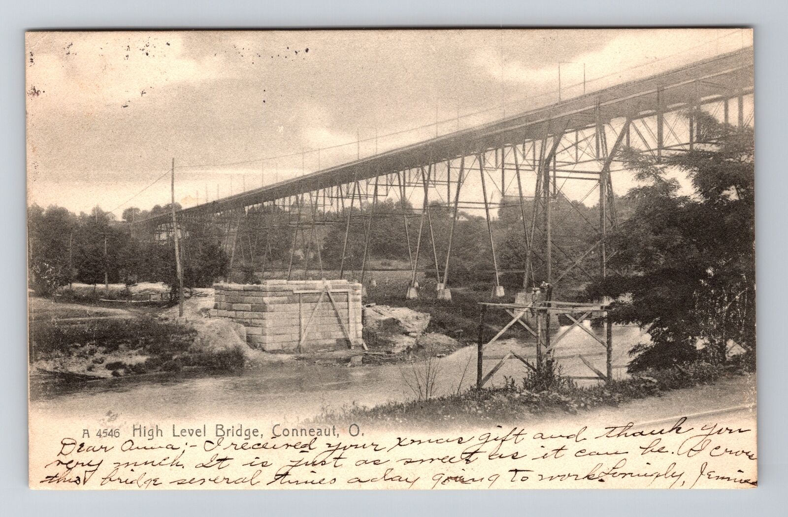 Conneaut OH-Ohio, High Level Bridge, c1906, Vintage Postcard