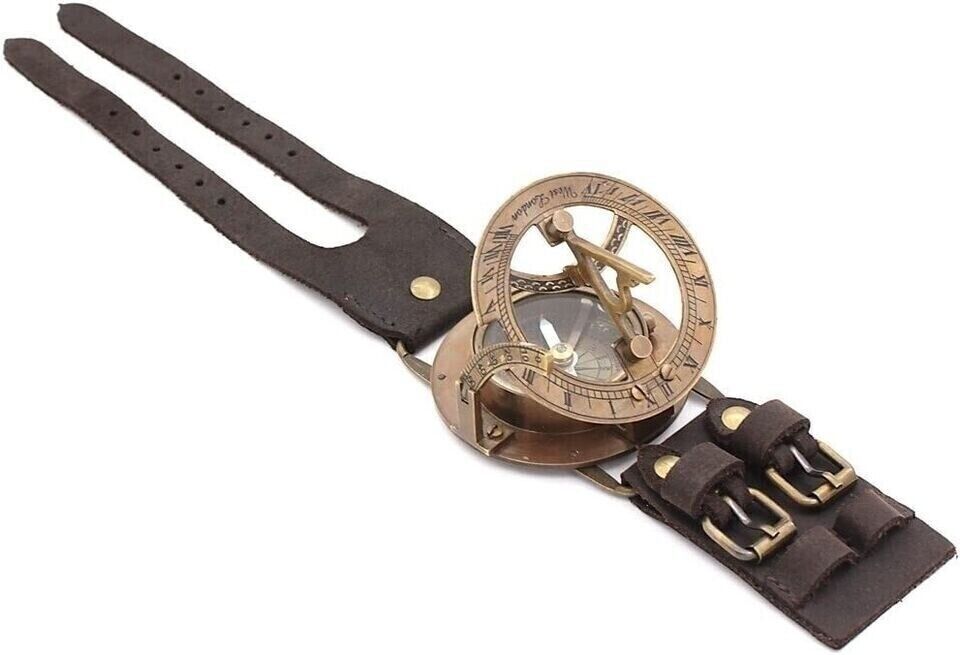 Antique Steampunk Wrist Brass Compass & Sundial Watch Type Sundial Compass GIFT