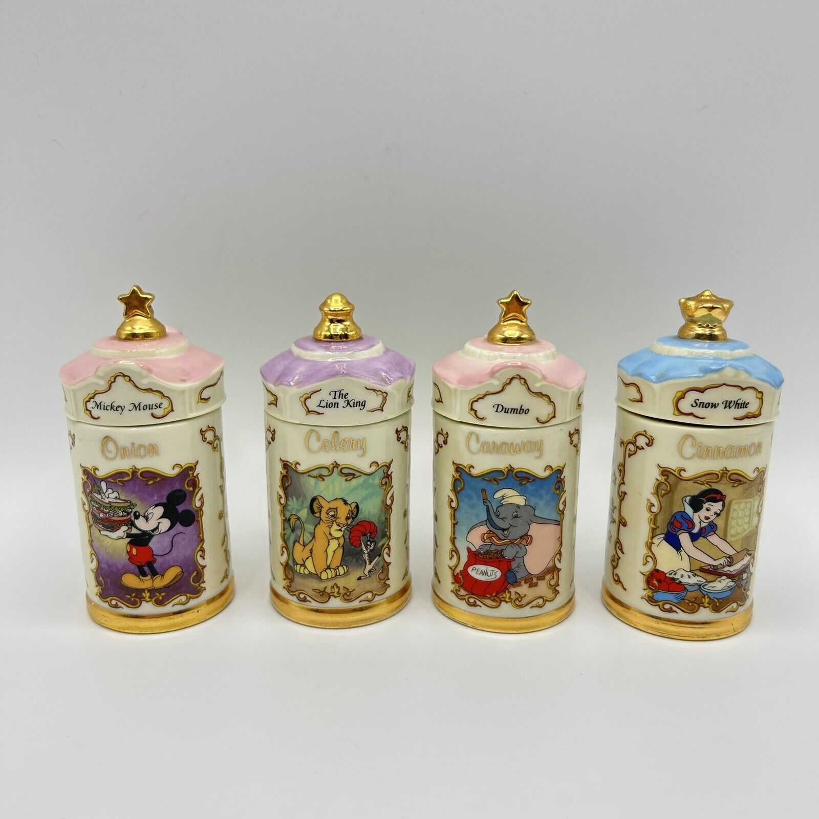 Lenox 1995 Walt Disney Spice Jar Collection 4: Onion, Celery, Caraway, Caraway
