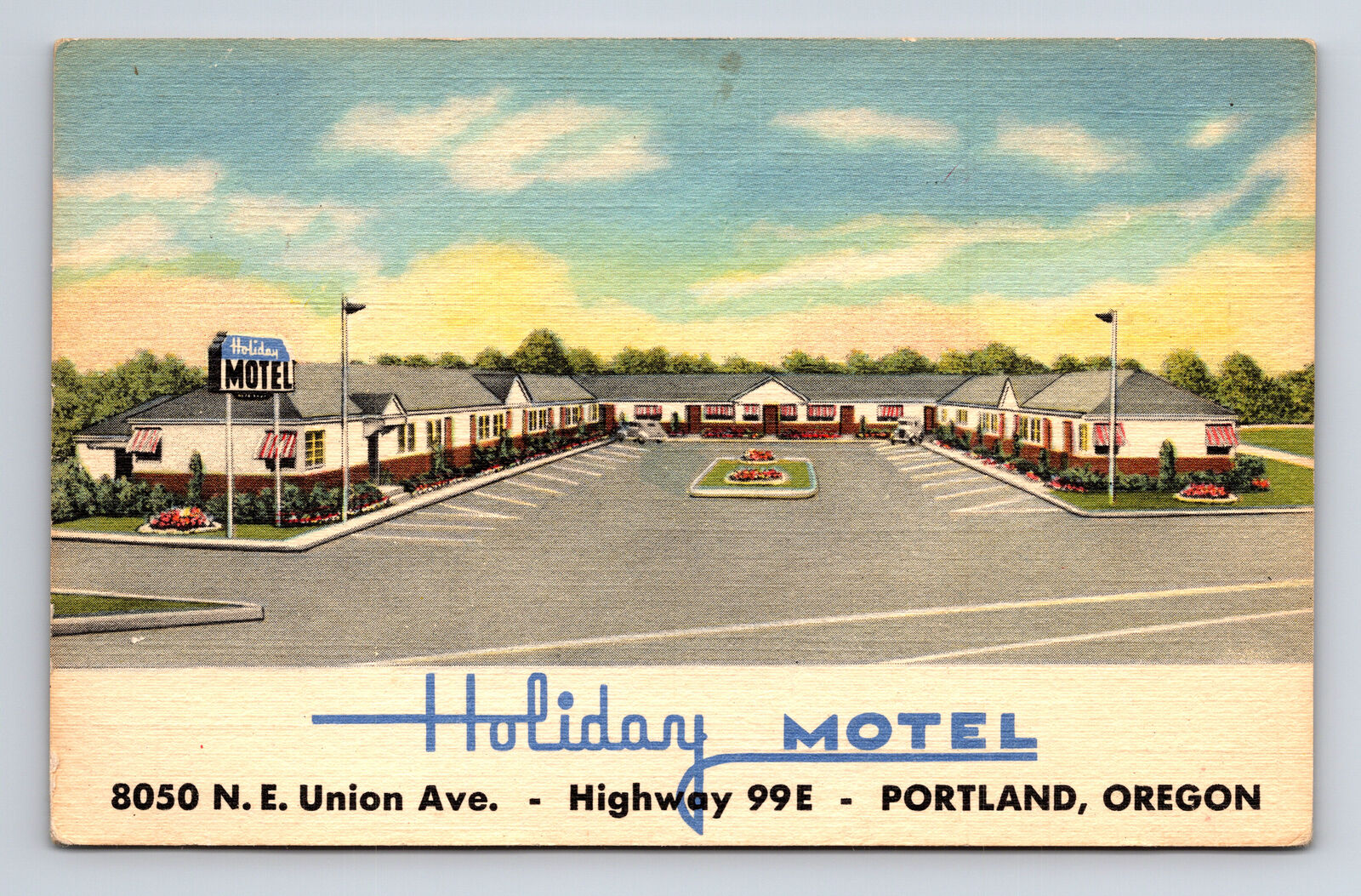 Holiday Motel Hwy 99E Portland Oregon OR Roadside America Postcard