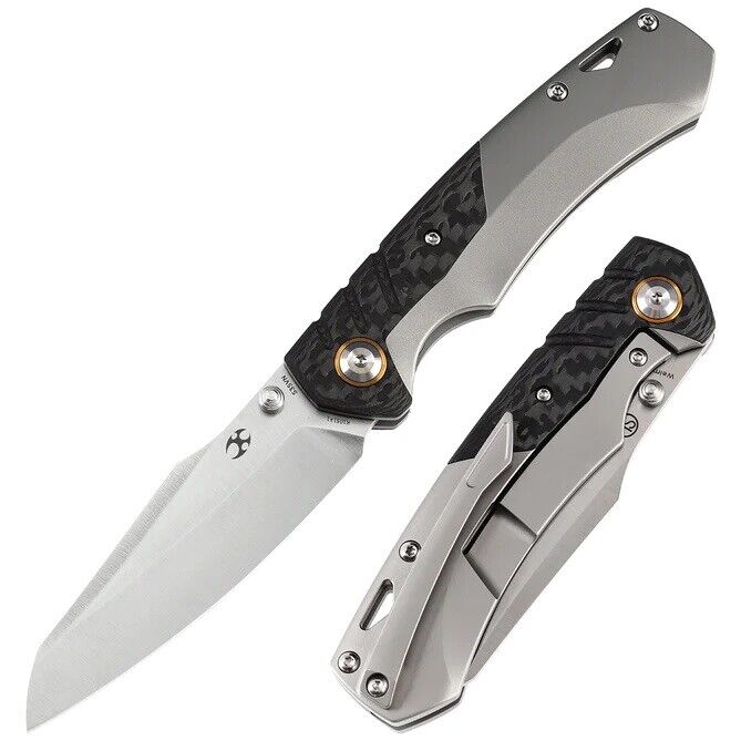 Kansept Weim Folding Knife Black/Gray Ti/Twill CF Handle S35VN Sheeps K1051A1