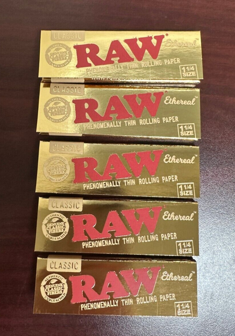 RAW Classic Ethereal 1 1/4 Rolling Papers -5 PACKS
