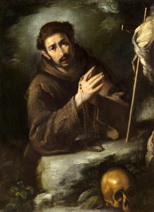 Oil painting Saint-Francis-in-Prayer-c.-1620-1630-Bernardo-Strozzi-oil-painting