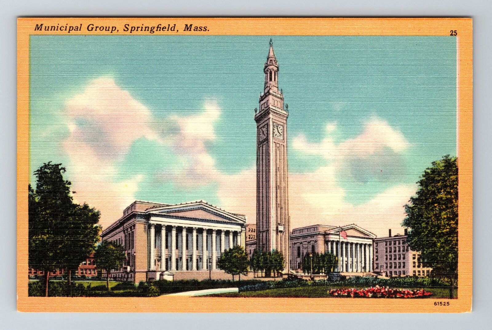 Springfield MA-Massachusetts, Municipal Group Vintage Souvenir Postcard
