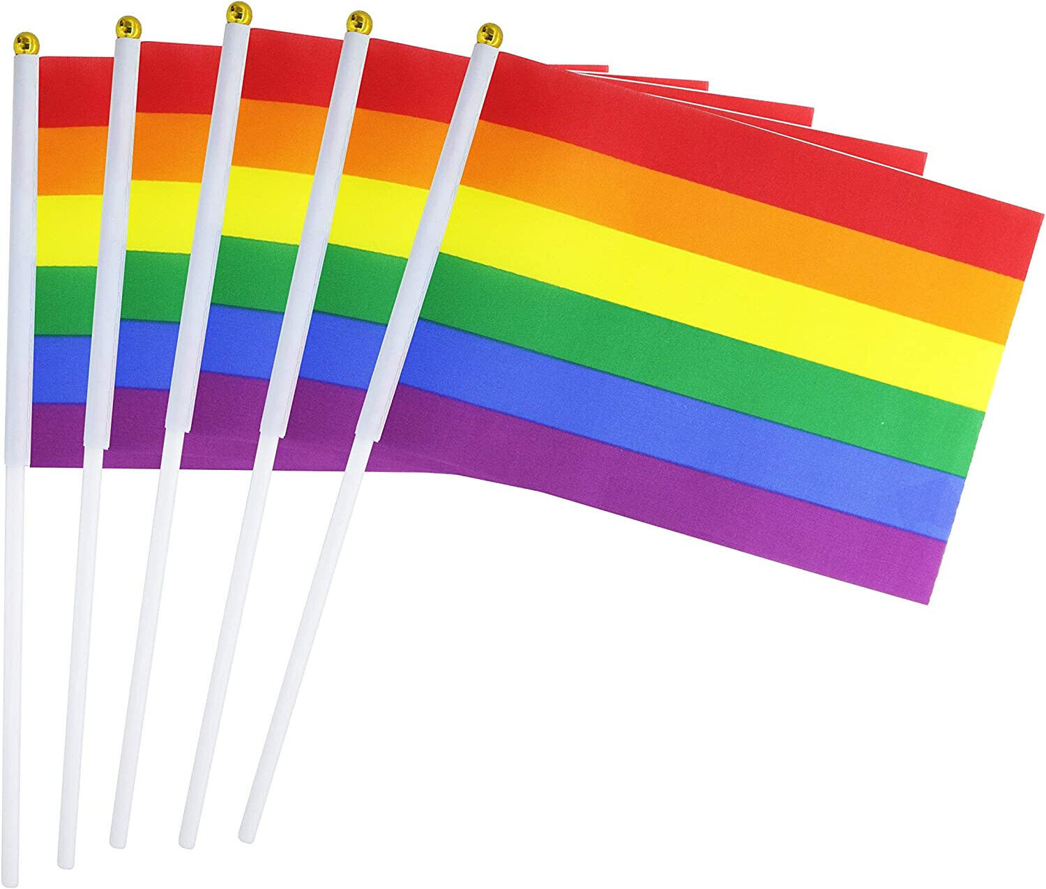 10Pcs Wholesale Rainbow LGBT Gay Pride Carnival Festival Hand Waving Flags M-2