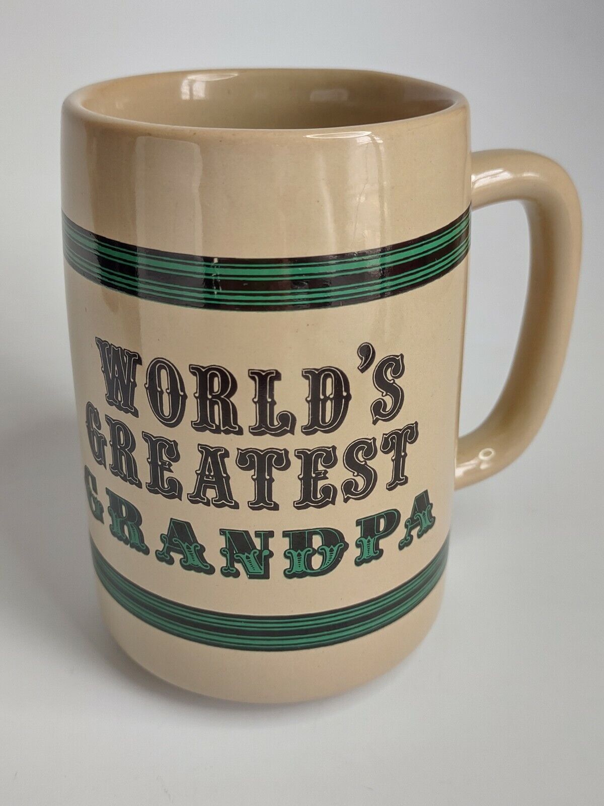 World’s Greatest Grandpa Coffee Tea Tall Stein Mug Cup Gift Russ VTG