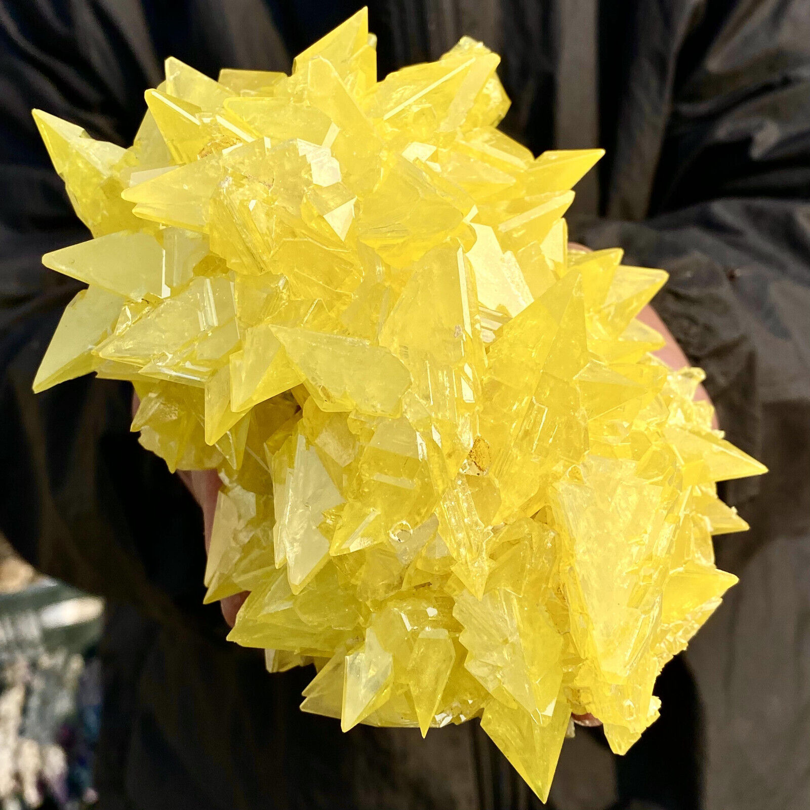 2.27LB Rare yellow sulfur crystal quartz crystal mineral specimen
