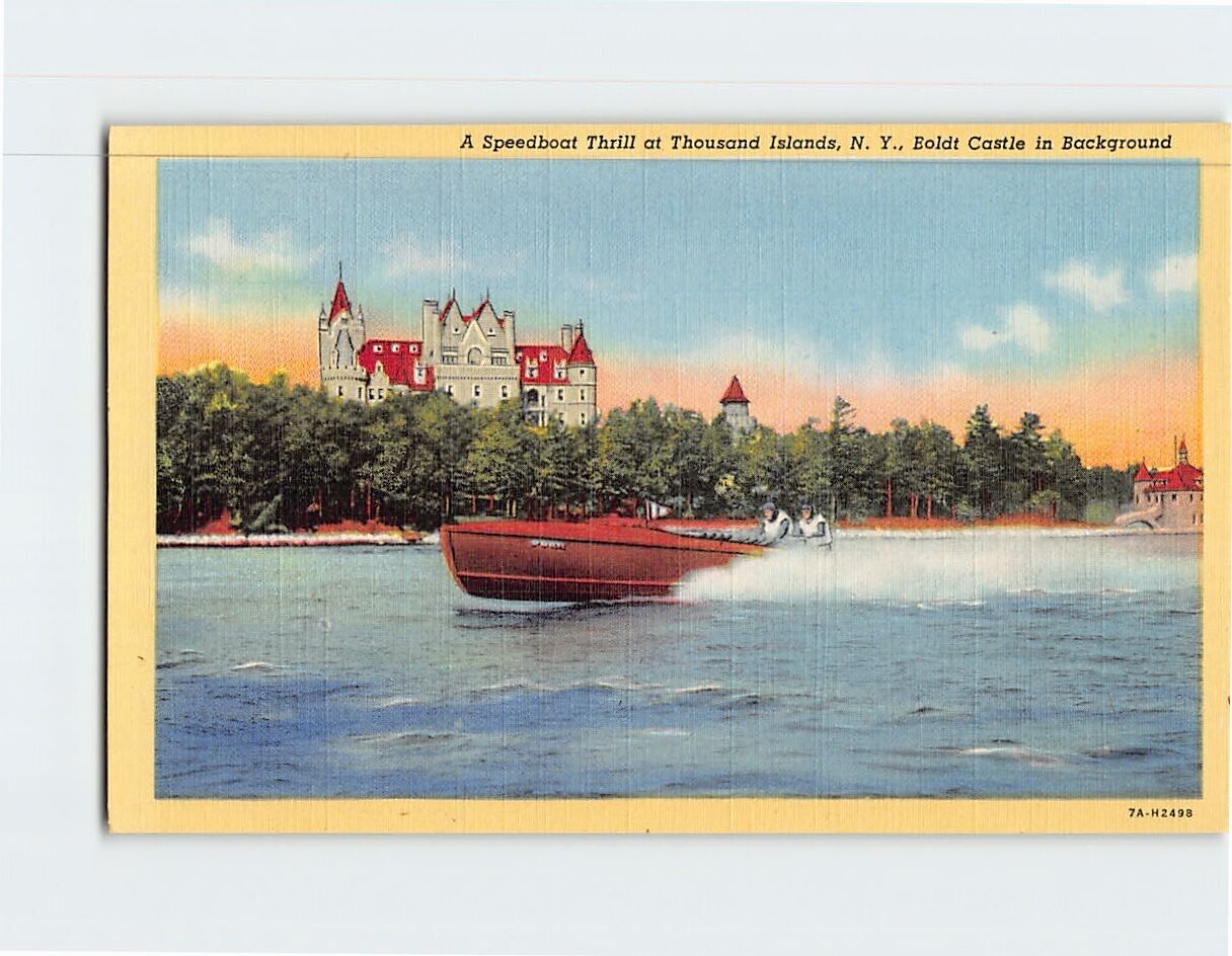 Postcard Speedboat Thrill at Thousand Islands New York USA