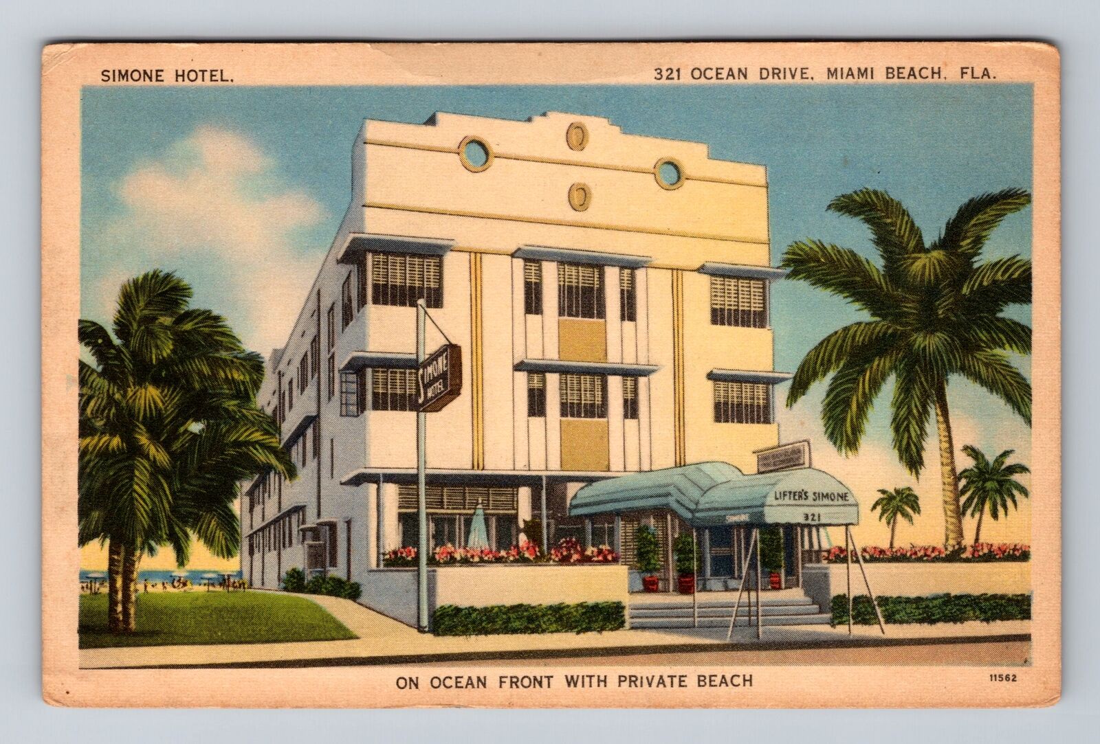 Miami Beach FL-Florida, Simone Hotel, Advertisement, Antique, Vintage Postcard
