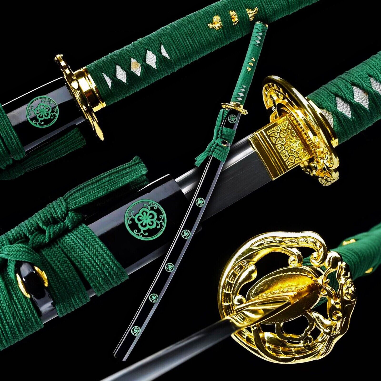 Green Sakura Katana High Carbon Steel Japanese Samurai Sharp Battle Ready Sword