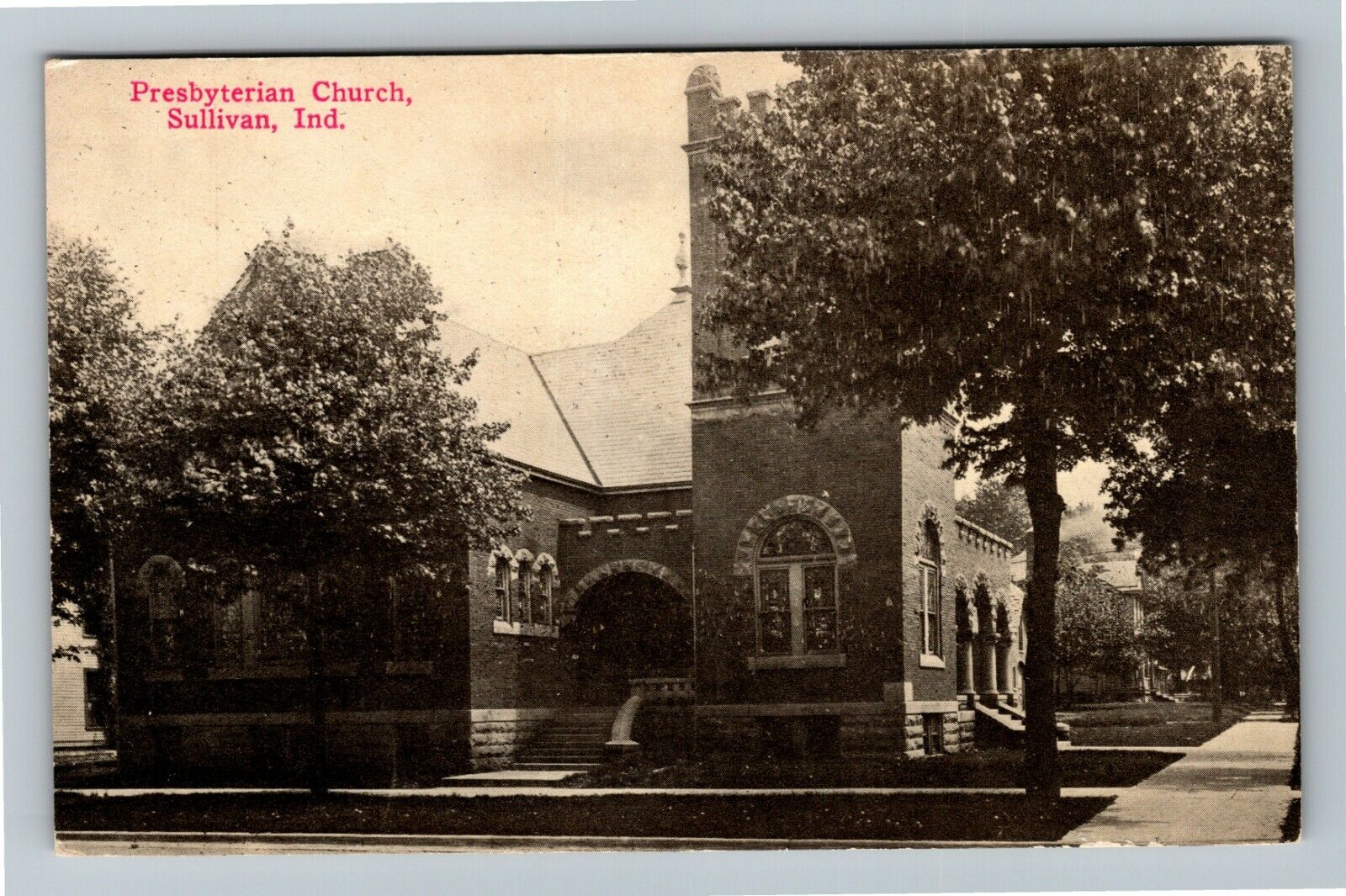 Sullivan IN-Indiana, Presbyterian Church, Religion, Outside, Vintage Postcard