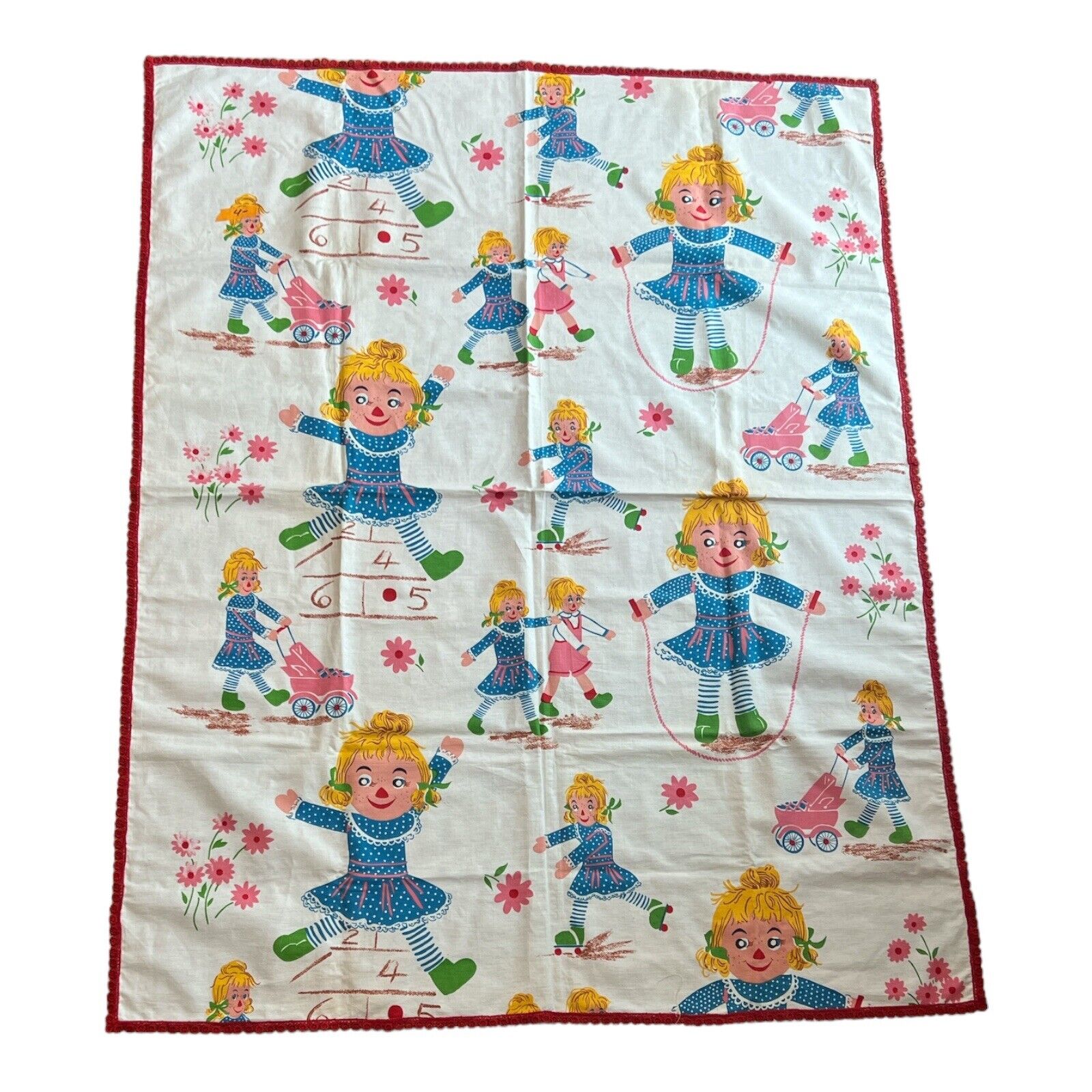 Vintage Little Girl Doll Playground Blanket Bedspread Table Cloth Excellent