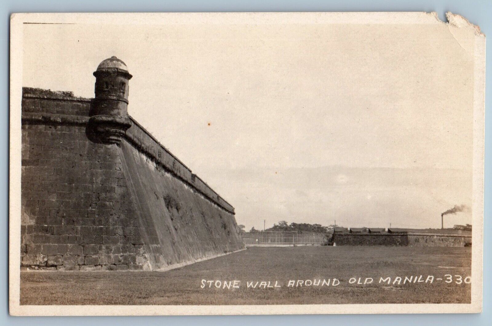 Philippines PH Postcard RPPC Photo View Of Stone Wall Around Old Manila c1910's