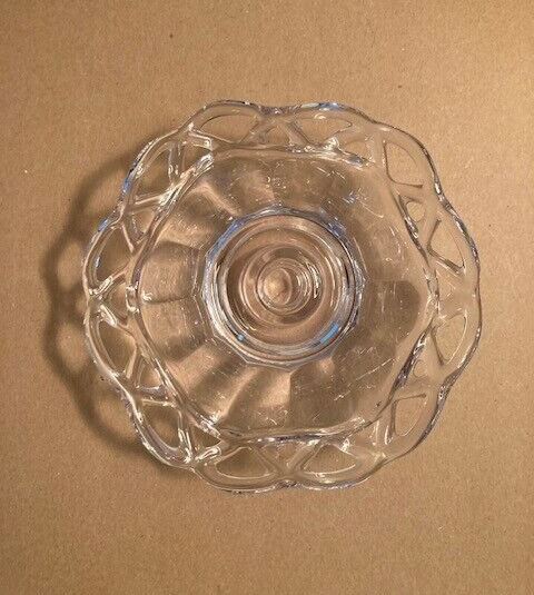 Vintage Imperial Clear Glass Crocheted Crystal Candle Holder 6\