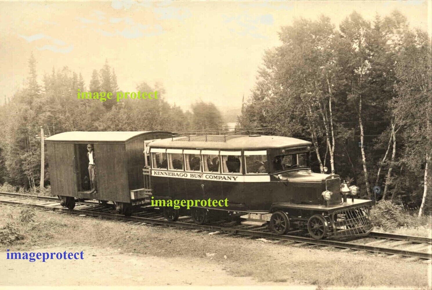 OQUOSSOCK, Maine - Railroad Bus to Kennebago Lake, seen here in 1913         k