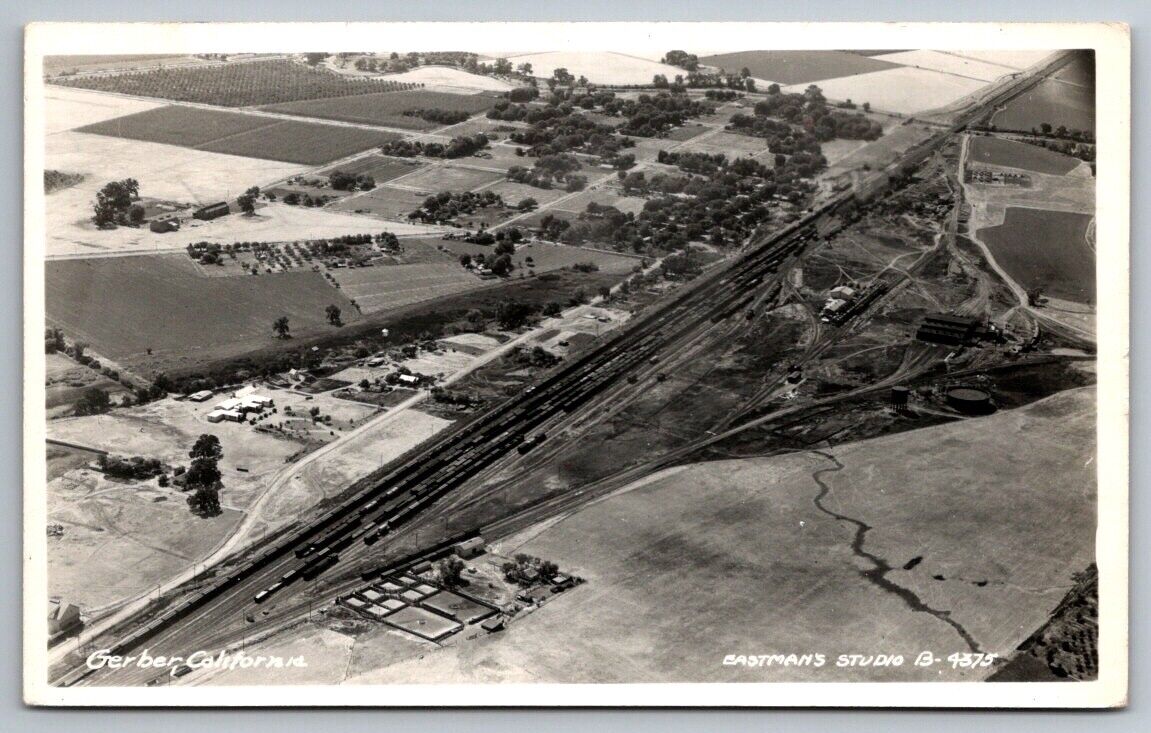 RPPC Gerber CA California Postcard Aerial View c1948 RPO Eastman's Studio B-4375