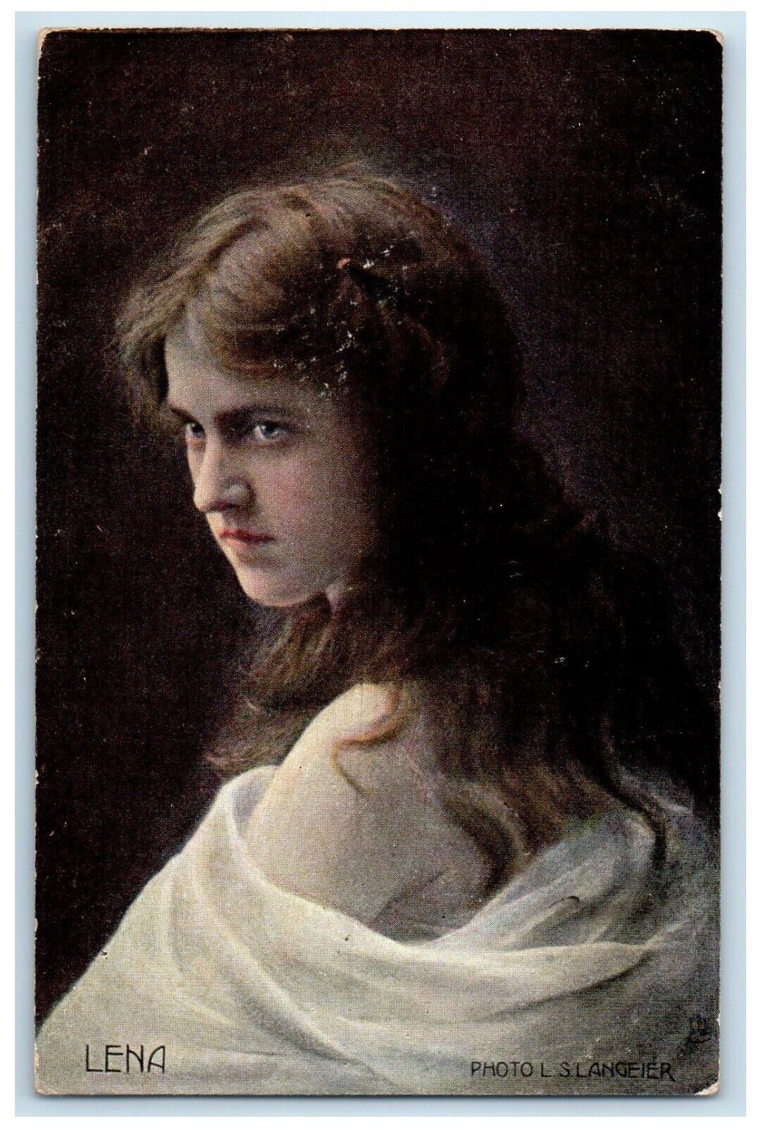 c1910\'s Pretty Girl Lena Studio Portrait Oilette Tuck\'s Posted Antique Postcard