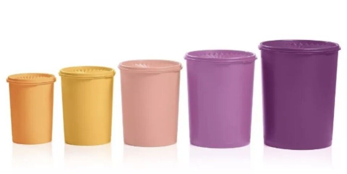 Tupperware CLASSIC Servalier  Decorator Canister of  5 Multicolor New