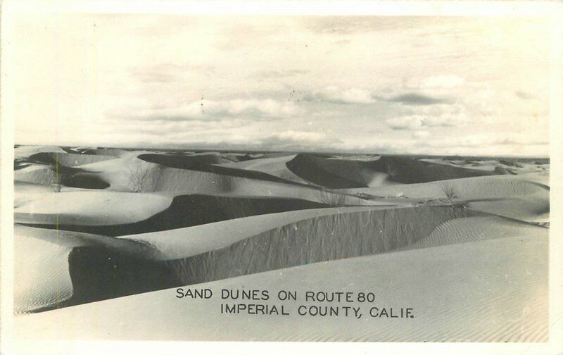 California Imperial County Sand Dunes Route 80 1940s RPPC Photo Postcard 20-1915