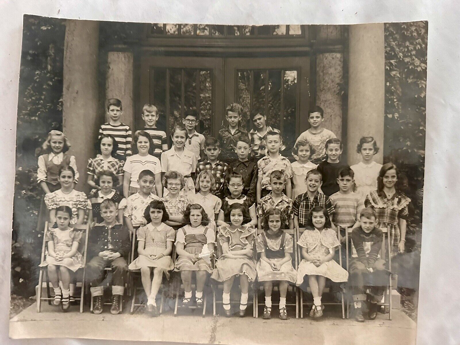 Vintage Photo Grade School Class Group Antique 30s 40s Elementary Photograph