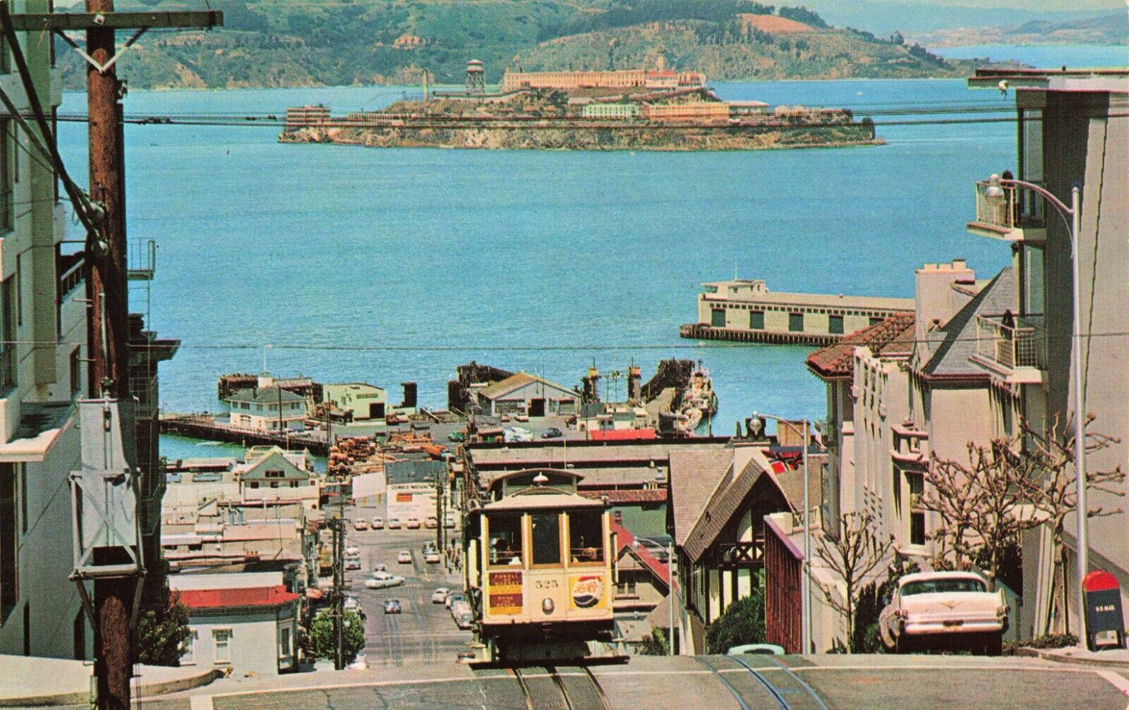 Postcard Cable Car On San Francisco Hill, San Francisco, California Vintage