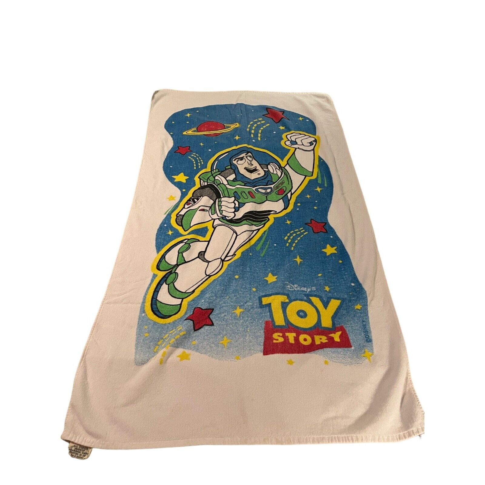 Vintage Disney Toy Story Buzz Lightyear Beach Towel 1990s