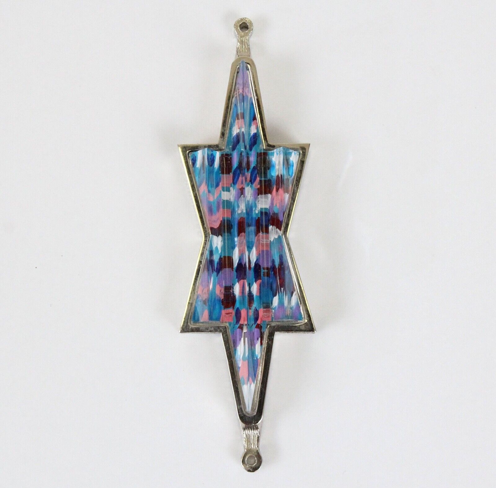 Udi Merioz Jerusalem Modernist Torah Mezuzah Painted Lucite Silver Tone Metal