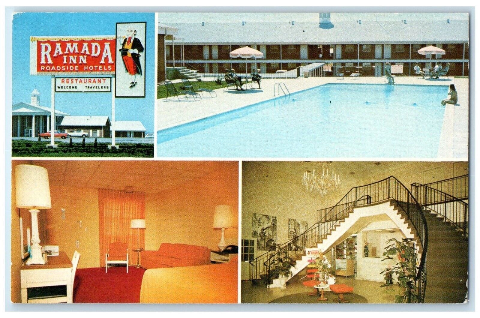 c1960's Ramada Inn Roadside Hotels Restaurant Waynesboro Missouri MO Postcard