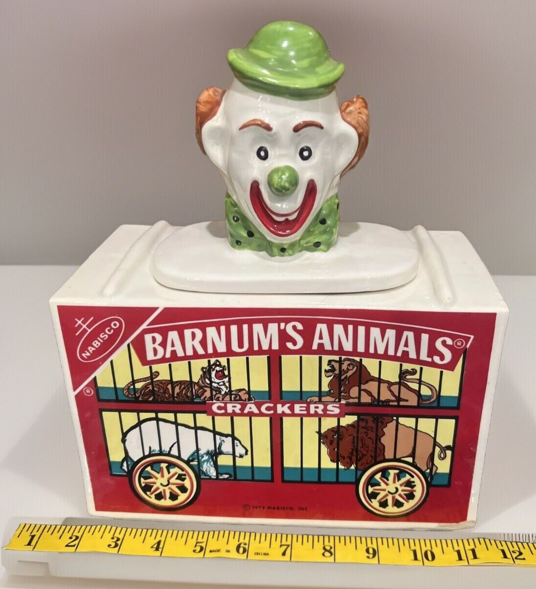  Vintage Barnum's Animal Crackers Cookie Jar Clown Circus 1972 Nabisco