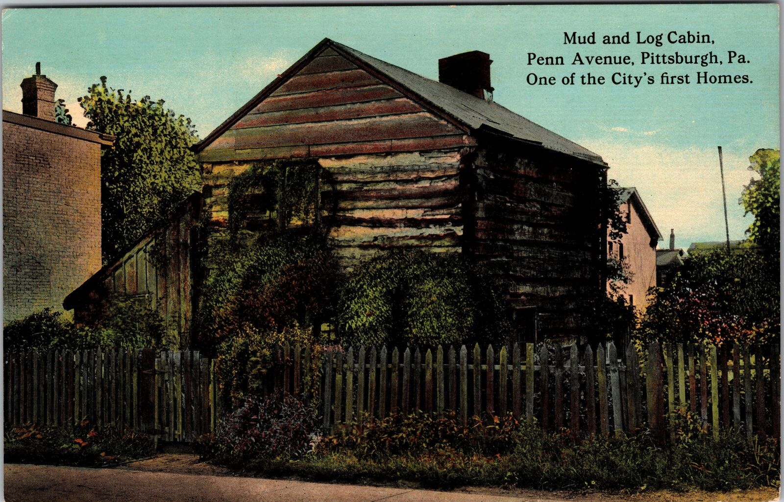 Pittsburgh PA-Pennsylvania, Mud & Log Cabin, Scenic, Vintage Postcard