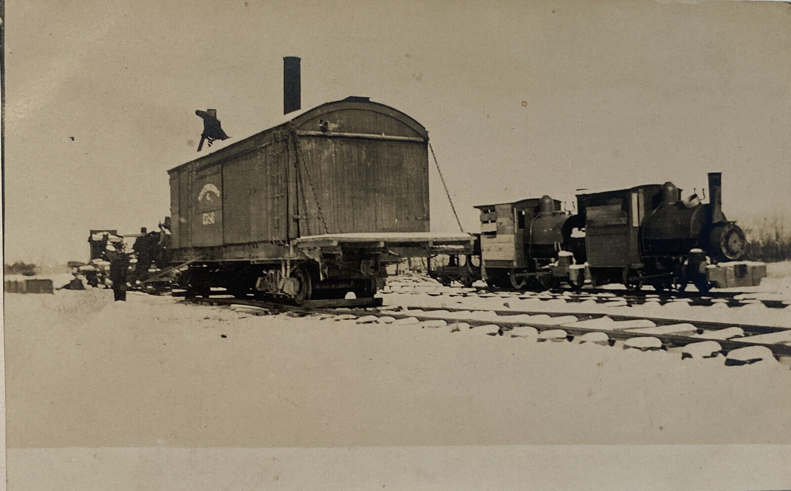 RPPC Railroad Train Yard Men Working Vintage Real Photo Postcard Railway