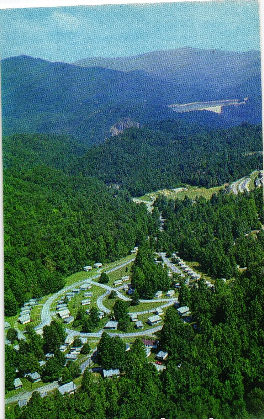 Chrome Postcard Fontana Village Resort, Aerial View NC