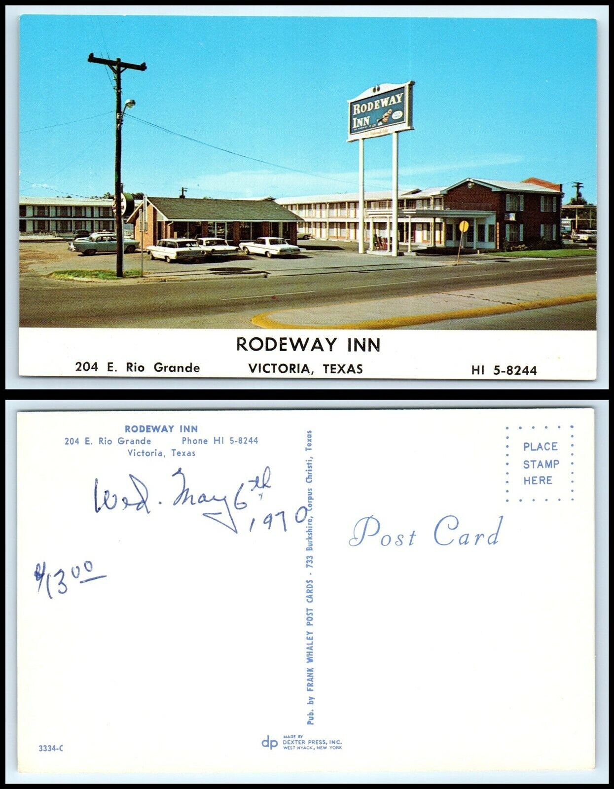 TEXAS Postcard - Victoria, Rodeway Inn F23