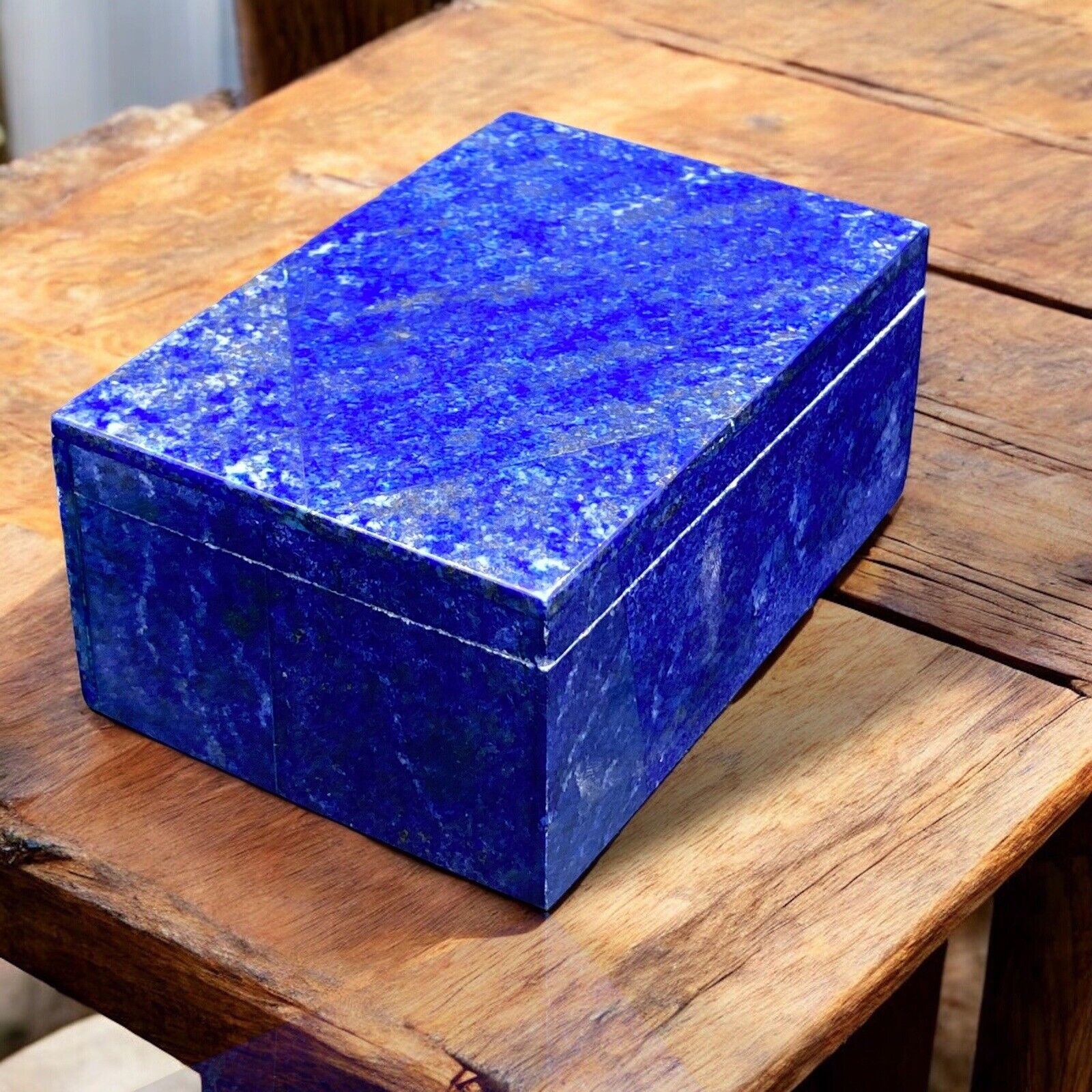 Lapis Lazuli jewellery Box Handmade Natural Lapis Lazuli Gemstone Box 10x6-cm