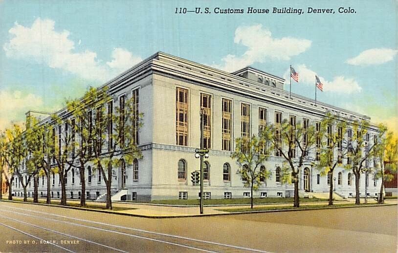 Postcard CO: US Customs House Building, Denver, Colorado, Vintage Linen
