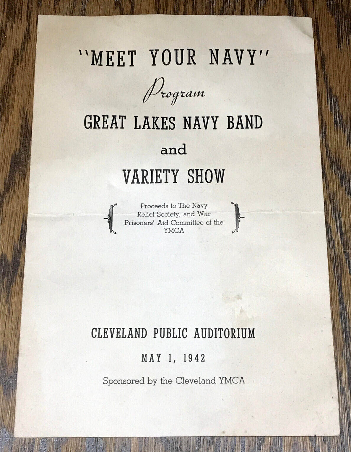 1942 WWII Meet Your Navy Program, Great Lakes Navy Band & Variety Show Cleveland