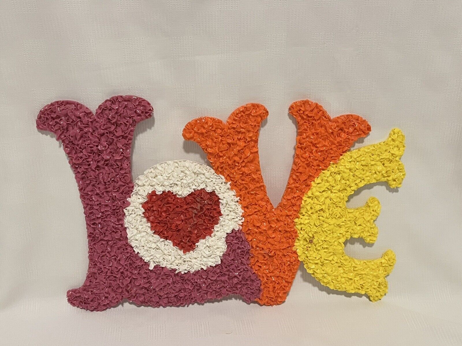 Vintage 1960’s 1970’s Groovy Love Melted Plastic Popcorn Wall Art Hanging Decor