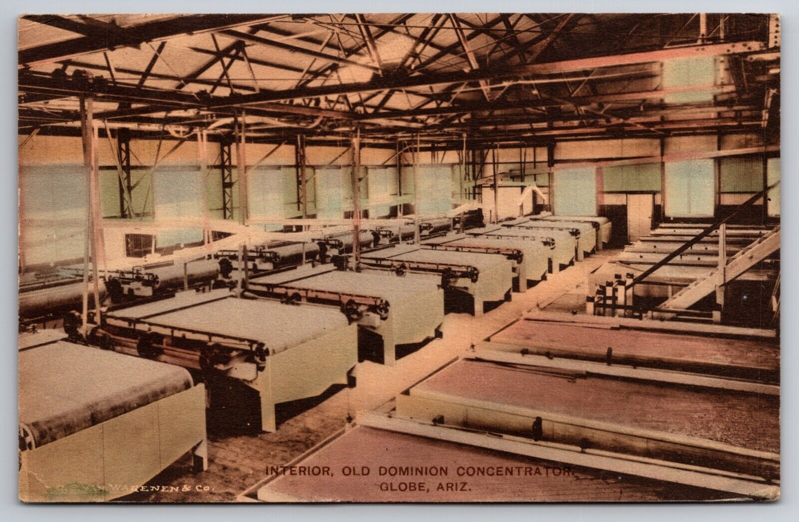 Interior Old Dominion Copper Concentrator Globe Arizona Albertype 1914 Postcard