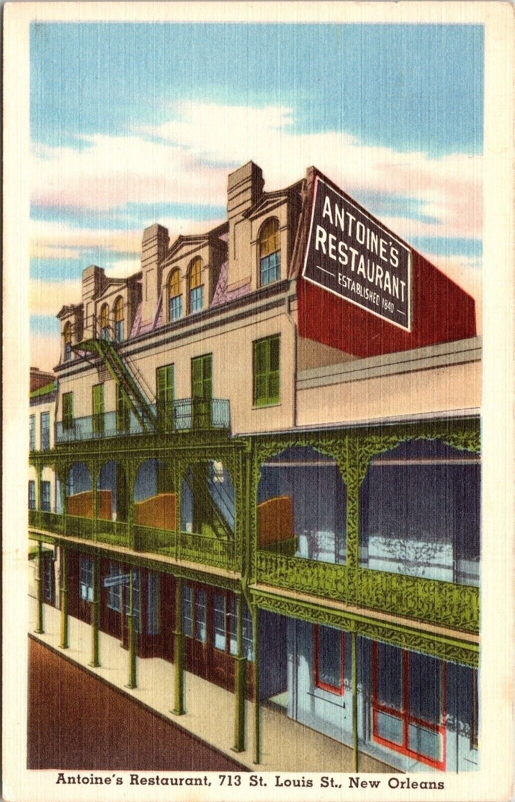 Antoines Restaurant St Louis St New Orleans Linen Vintage 1963 Pm Wob Postcard