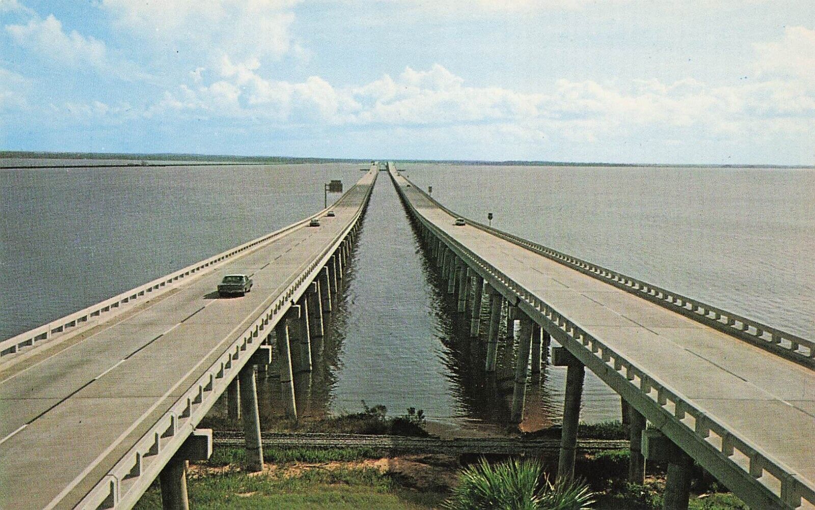 Pensacola Beach FL Escambia Bay Bridge Causeway Navarre Santa Rosa Postcard E14