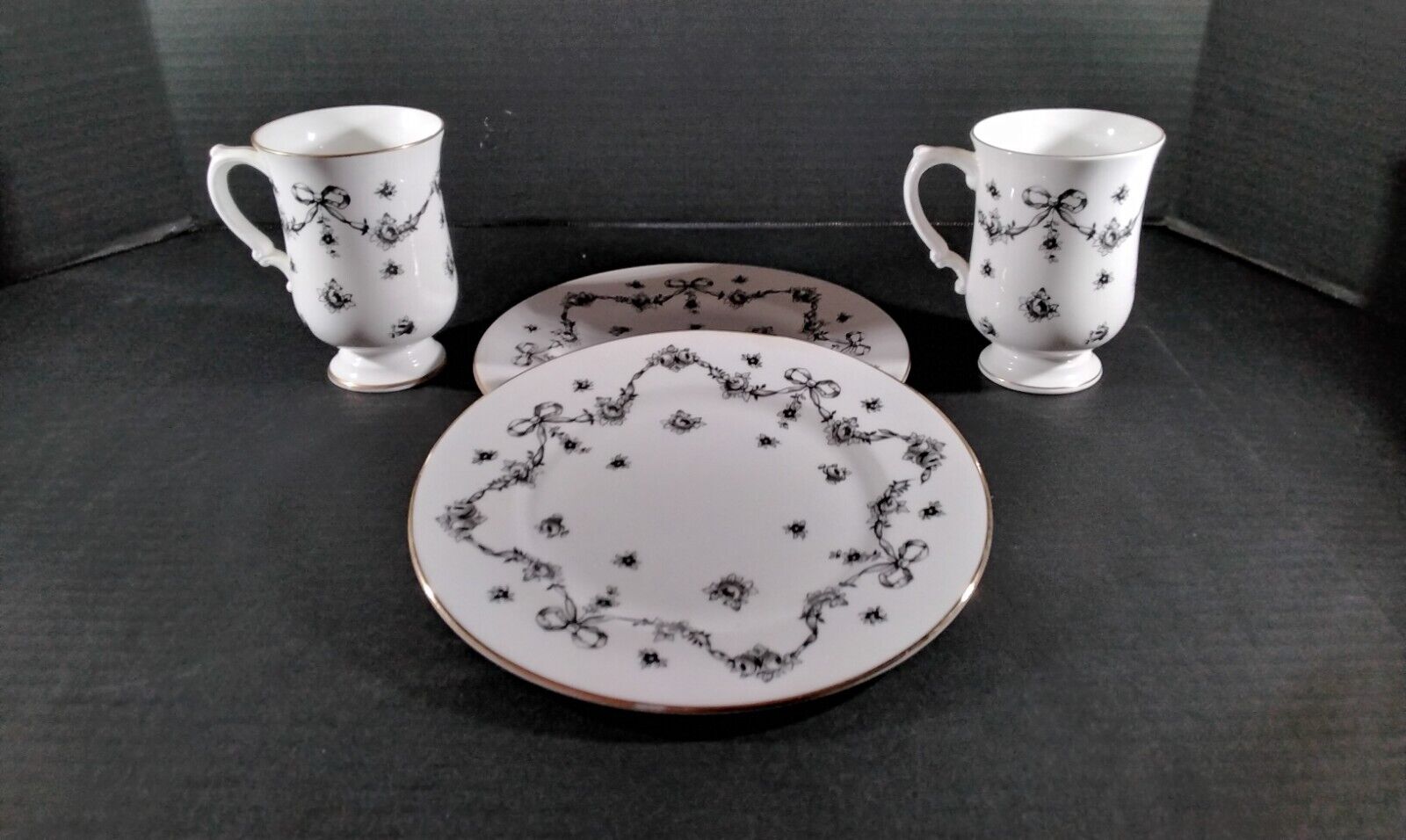 Vintage Royal Victoria Fine Bone China SET 2 Coffee Mug & Plate 8 1/4\