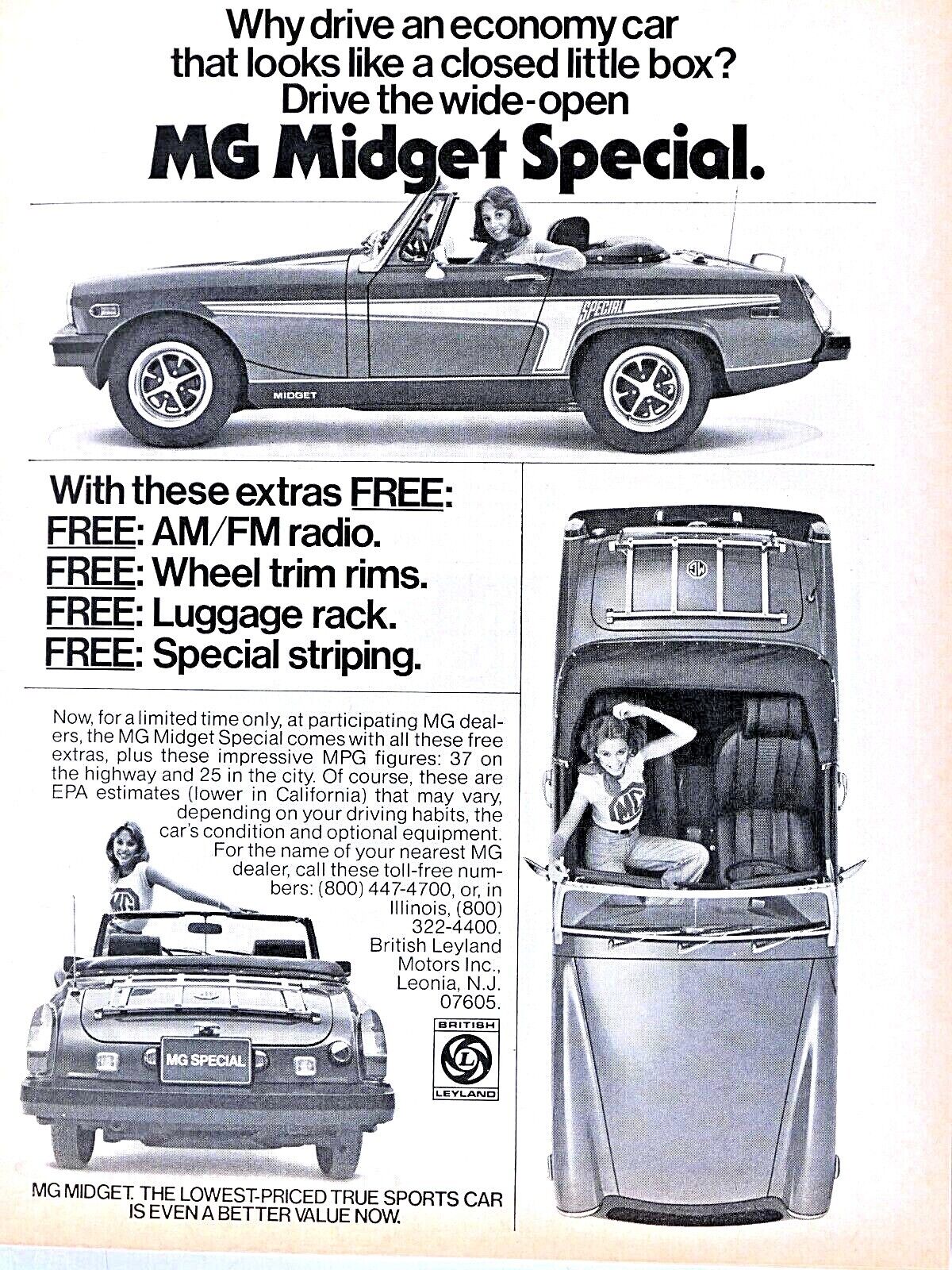 1976 MG Midget Special Convertible Vintage Original Print Ad 8.5 x 11