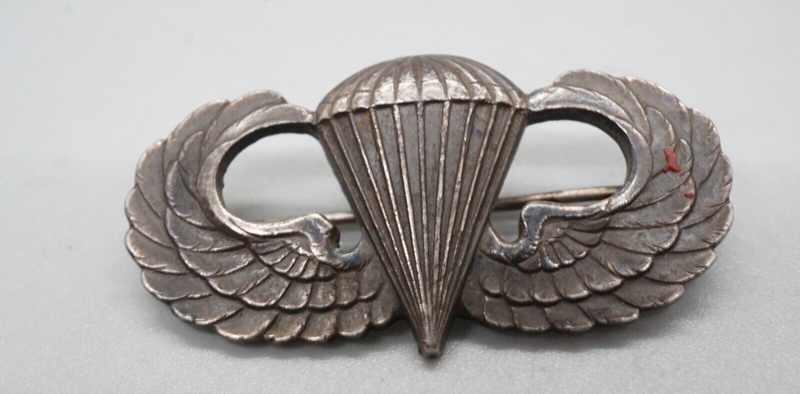 WWII Sterling Army Airborne Paratrooper Jump Wings Badge RARE PIN BACK