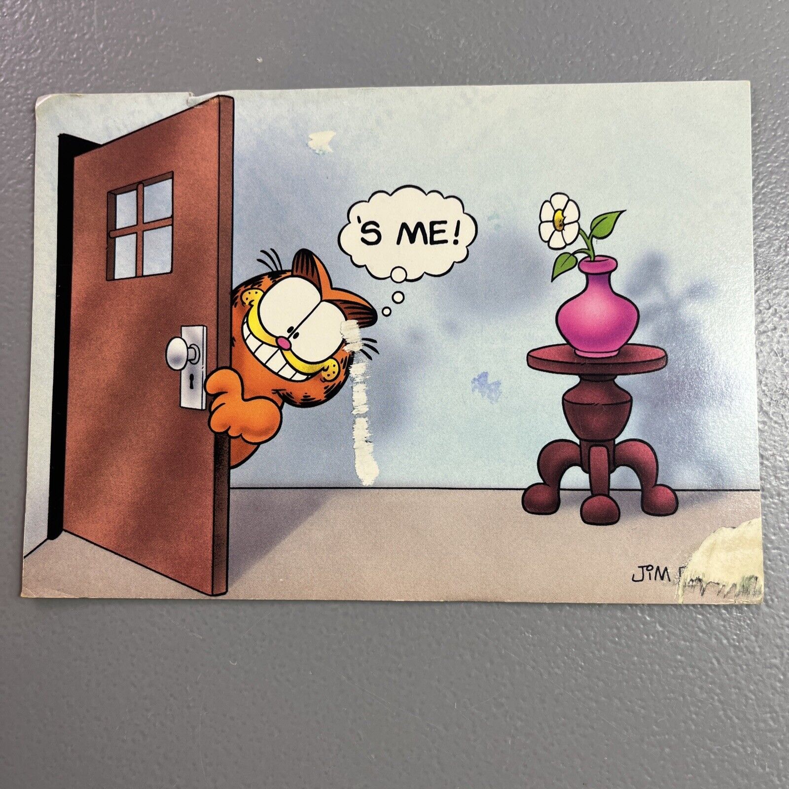 Garfield Jim Davis Postcard the Cat Door Postcard 1991