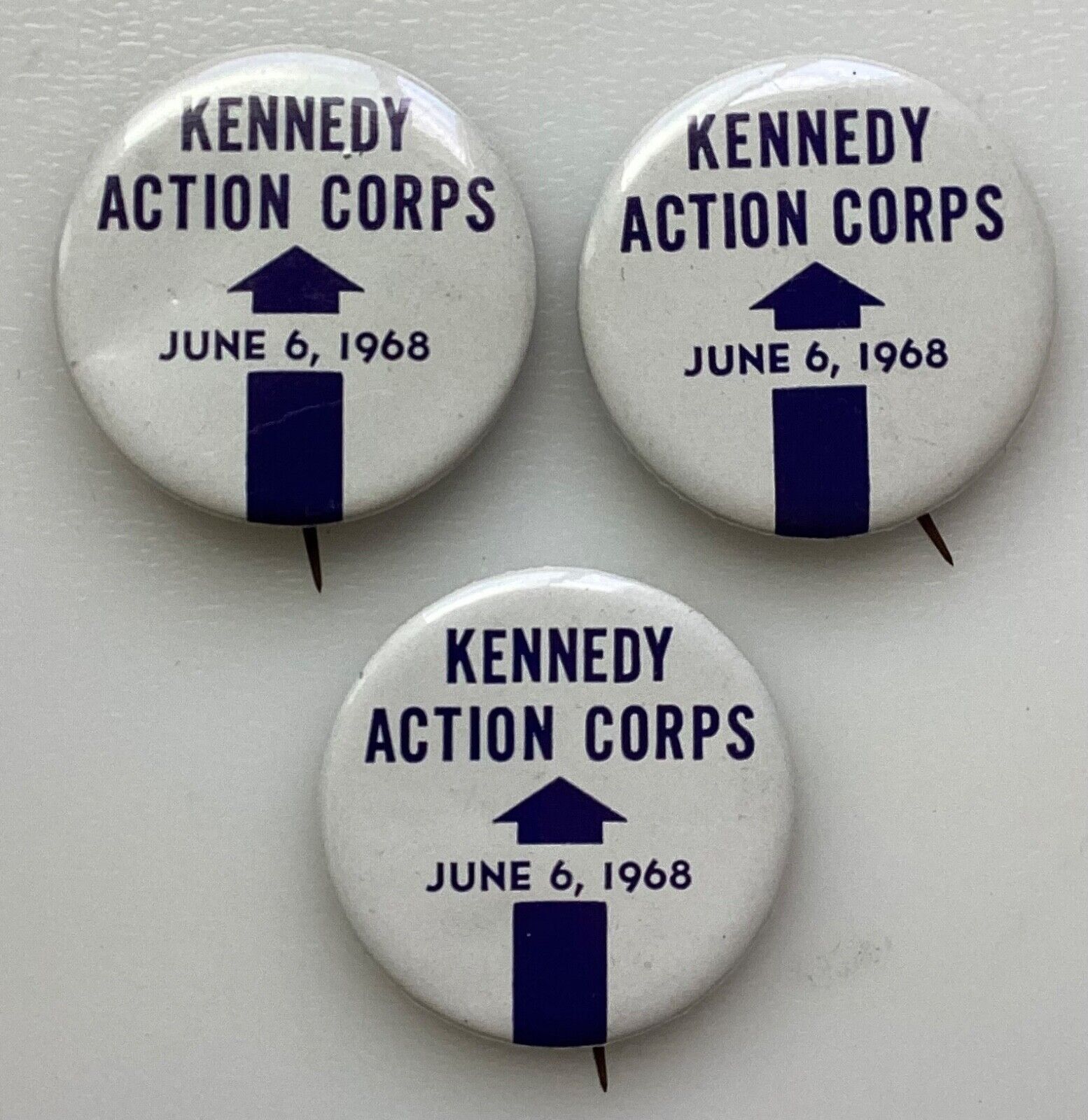 Robert F. Kennedy Action Corps Buttons 1.75” June 6, 1968 Pinback Pin RFK Jr
