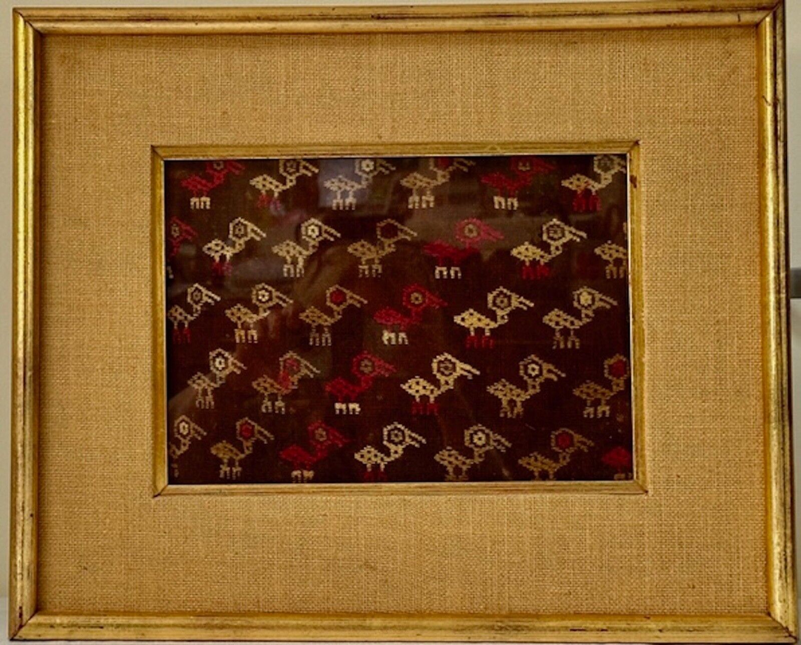 Pre-Columbian textile fragment — Peruvian Andean Chancay, Framed